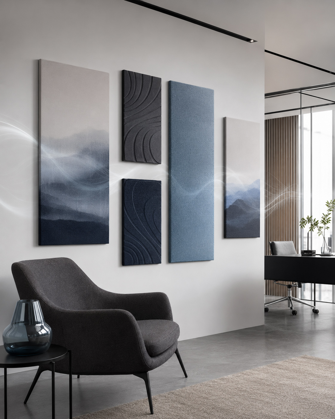 Akustikbilder & Paneele im Raum – Wavetex