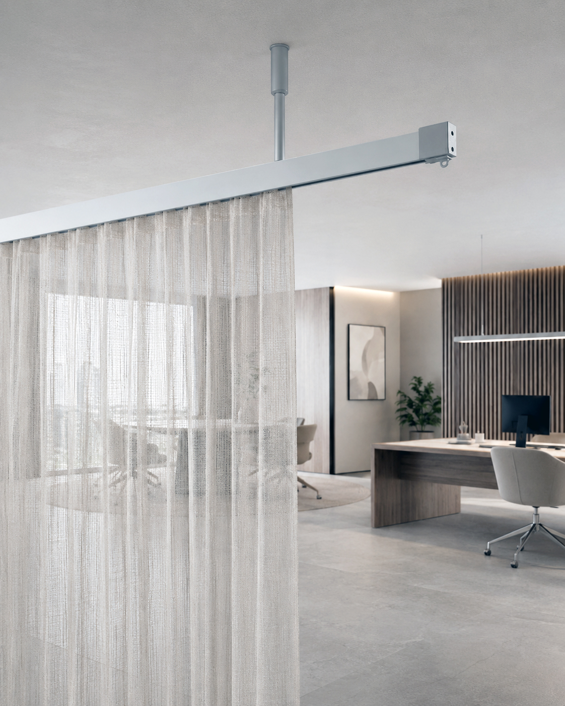 Vorhangschienen im Raum – Wavetex