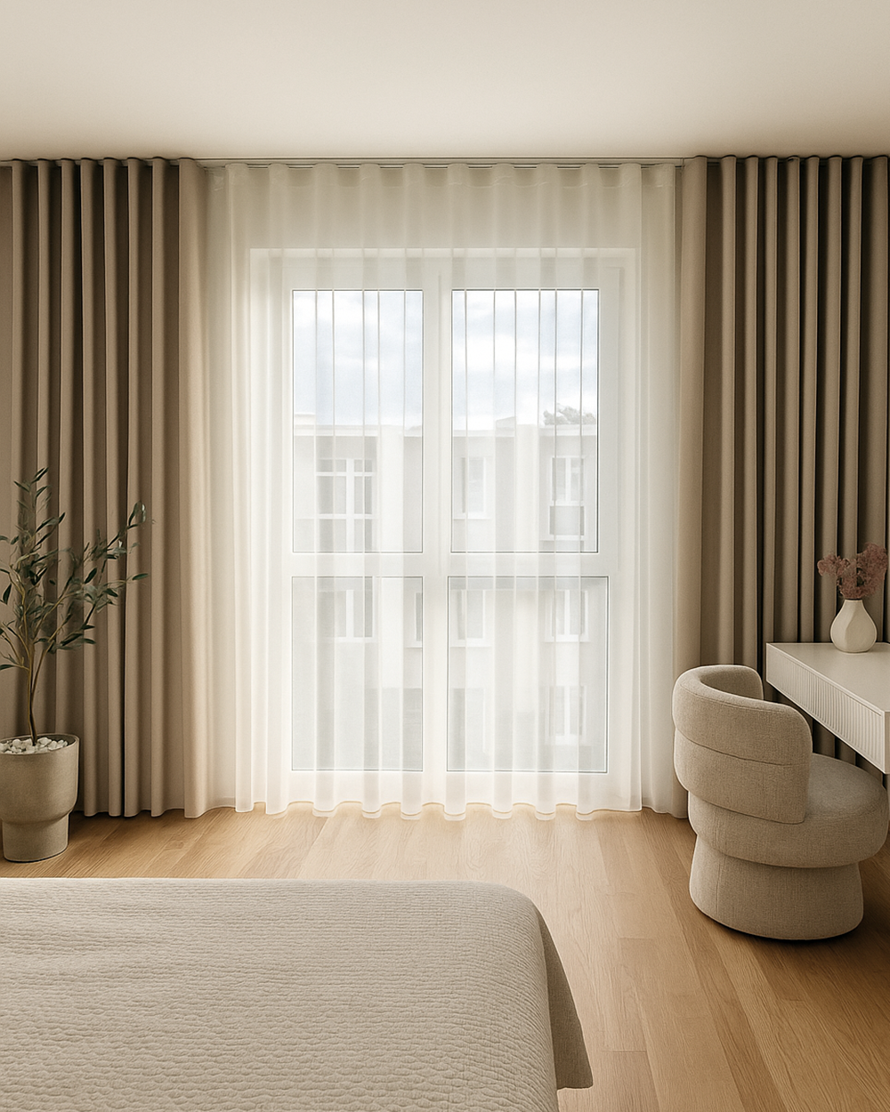 Wohnung Schwechat — Textile Fensterlösung mit zweiläufigem ARVO S System